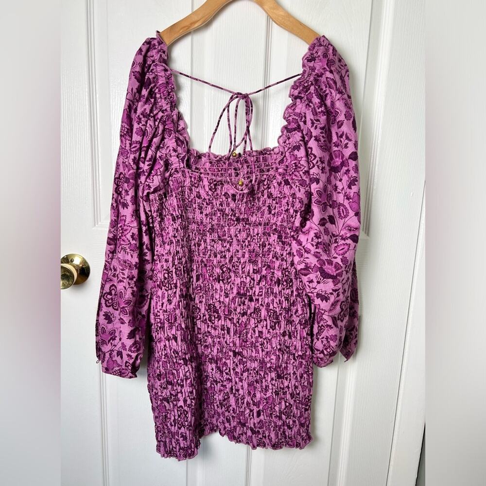 Free People Smock It To Me Mini Dress L Azalea Combo - Picture 6 of 9